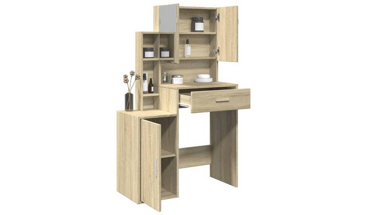 Walplus Glass Dressing Table - Sonoma Oak - 80 x 35 x 132 cm
