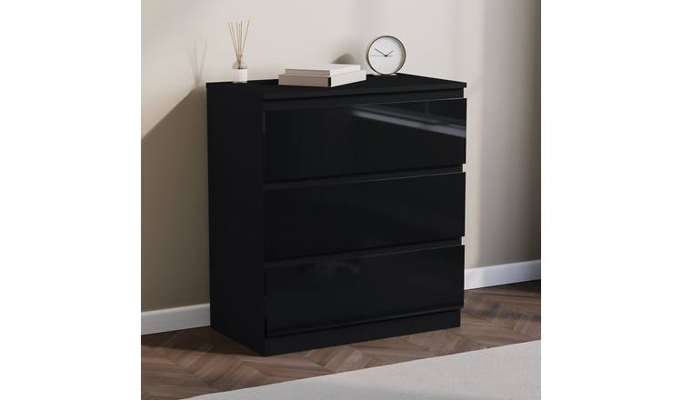 Vida Designs Glinton 3 Drawer Chest - Black