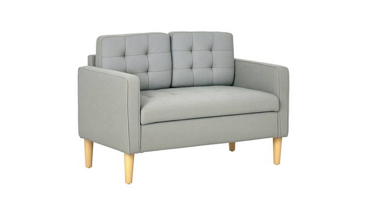 HOMCOM 2 Seater Fabric Sofa with Hidden Under Seat Storage - Light Grey