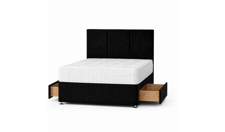 Comfy Deluxe 6ft Super King    2  Drawer Plush Velvet Divan Bed Set -  Black