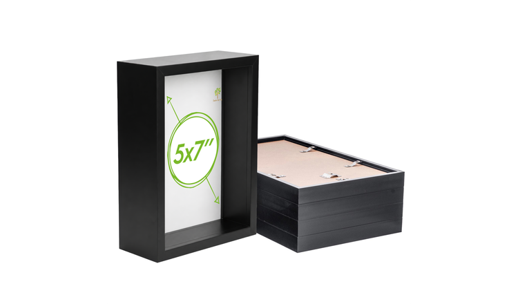 Nicola Spring 3D Deep Box Photo Frames - 5" x 7" - Set of 5 - Black