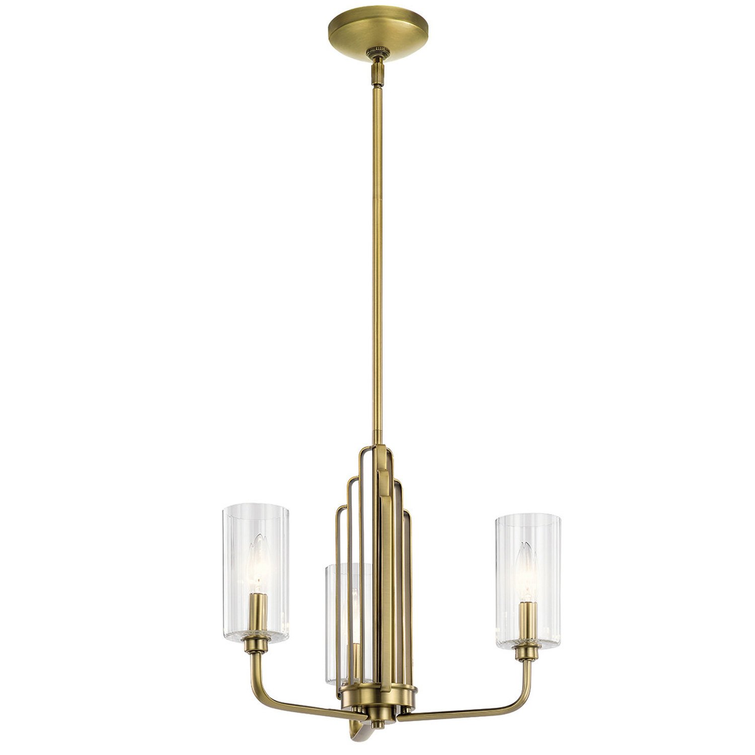 Elstead Kichler 3 Arm Pendant Light - Brushed Natural Brass - Image 1