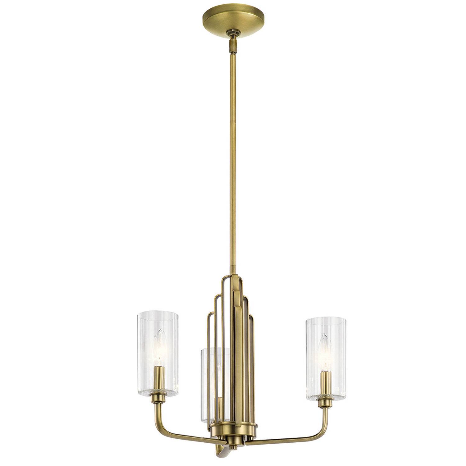 Elstead Kichler 3 Arm Pendant Light - Brushed Natural Brass - Image 1