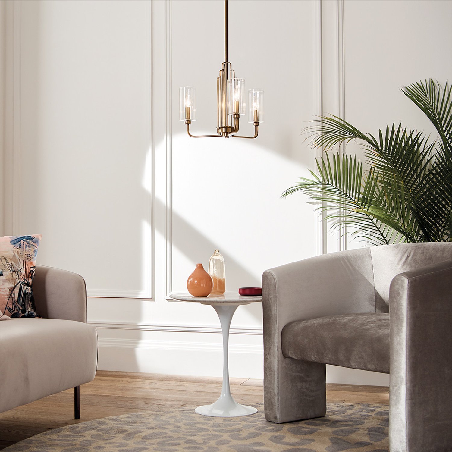 Elstead Kichler 3 Arm Pendant Light - Brushed Natural Brass - Image 6