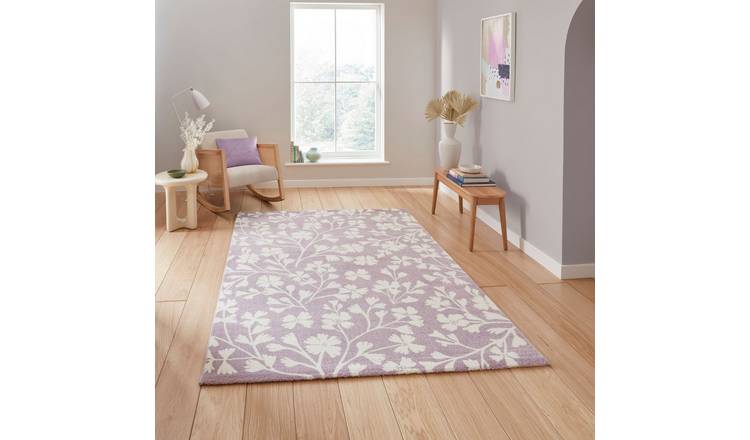 Mega Flooring Purple Modern Floral Rug - 80 x 150cm