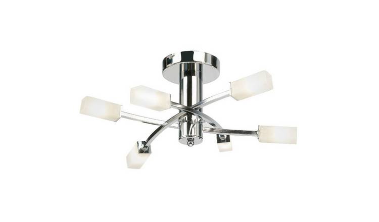 Loops Direct Steel and Glass Semi Flush Ceiling Light - Chrome and Glass