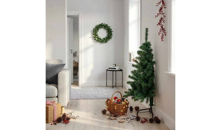 Walplus 250 Branch Tips Half Artificial Christmas Tree - Green - 120 cm