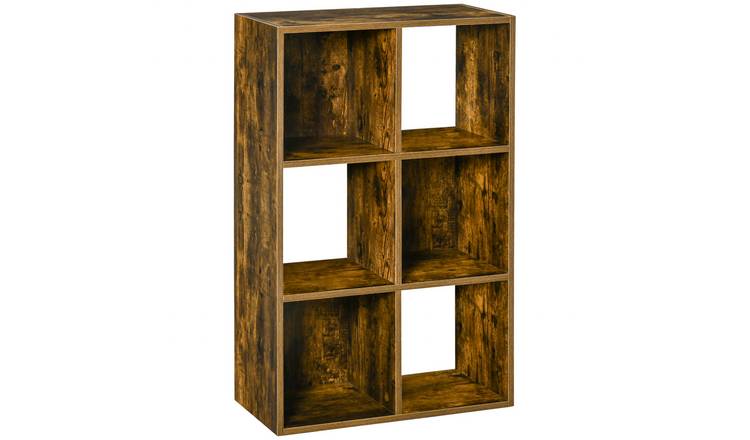 HOMCOM 6 Cubes Freestanding Storage Bookcase - Brown
