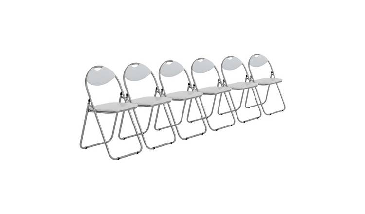 Harbour Housewares Silver Padded Folding Chairs Pack of 6 - White