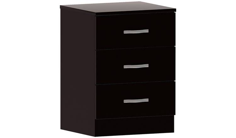 Vida Designs Riano 3 Drawer Bedside Chest - Black