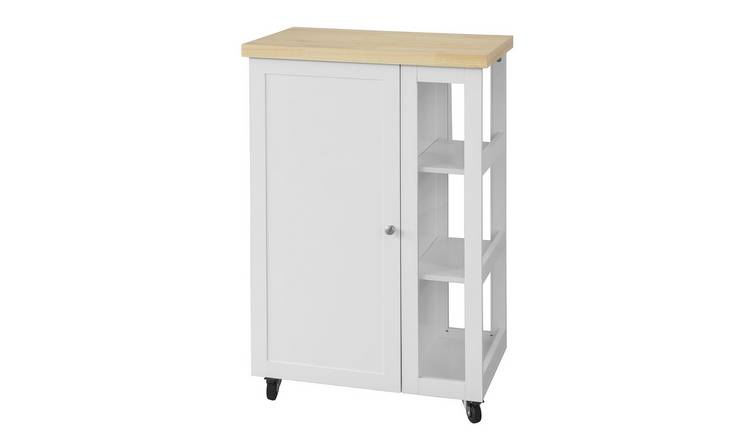 SoBuy 1 Door 2 Shelf 3 Tier Side Rack Kitchen Trolley - White