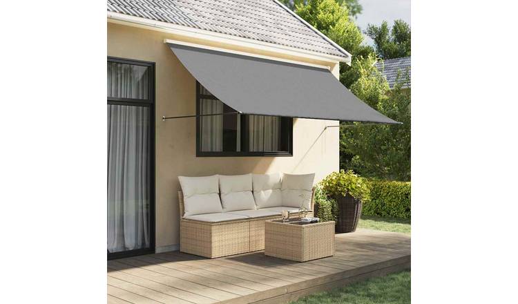 Walplus Polyester Retractable Awning - Anthracite - 300x150 cm - 300 x 150 cm