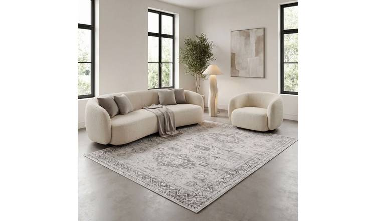 The Rugs Grey Montana Bordered  Rug - 80 x 150cm