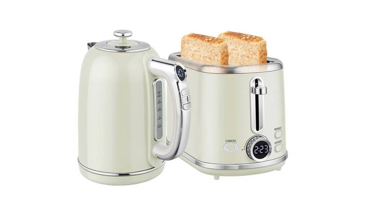 HOMCOM Digital Kettle and 2 Slice Toaster Set with LED Screen - Grey