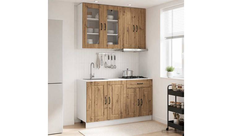 Walplus 4 Piece Engineered Wood Kitchen Unit Set - Artisan Oak