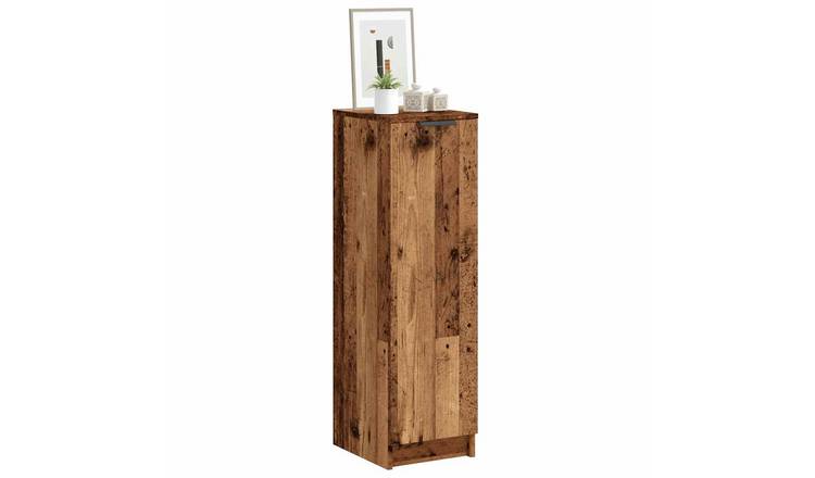 Walplus Engineered Wood Shoe Cabinet - Old Wood - 29.5 x 35 x 100.5 cm