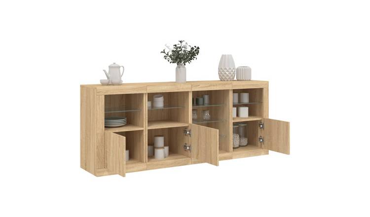Walplus Engineered Wood LED Sideboard - Light Oak - 164 x 37 x 67 cm