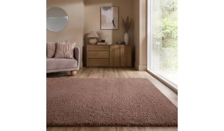 OHS Cosy Teddy Non-Slip Rug - 120 x 170cm - Mocha