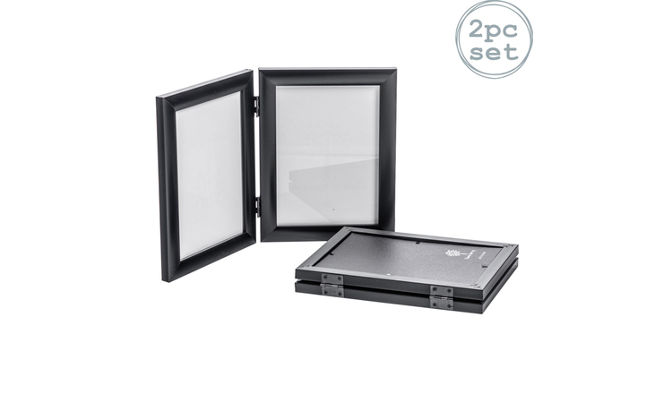 Nicola Spring Folding 2 Photo Frame 5 x 7" Pack of 2 - Black