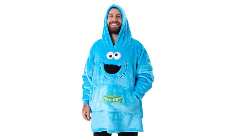 Sesame Street Cookie Monster Adult Unisex Blanket Hoodie - Blue