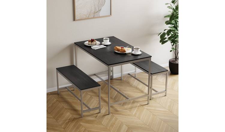 Vida Designs Roslyn 4 Seater Dining Table With Bench Set - Black