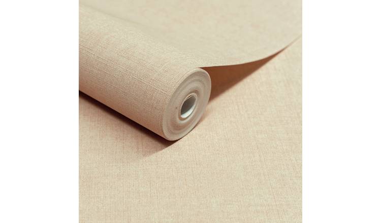 Grandeco Solena Brushed Check Weave Hessian Textured Plain Wallpaper - Taupe