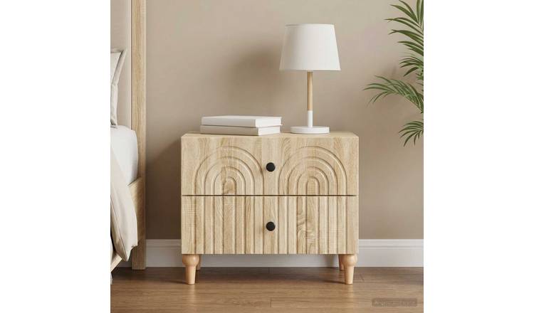 Walplus Engineered Wood Bedside Cabinet - Sonoma Oak - 62 x 34.5 x 48 cm