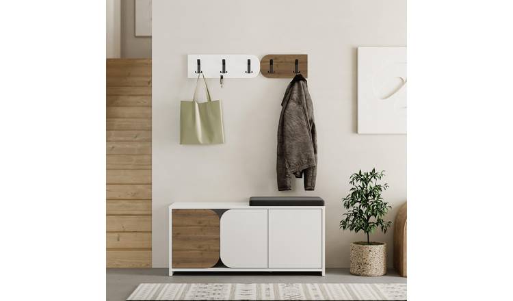 Decortie Moni Wood-Effect Shoe Storage Cabinet - Oak and White