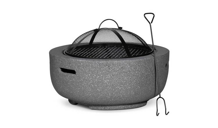 Dellonda MgO Round Outdoor Fire Pit - Dark Grey