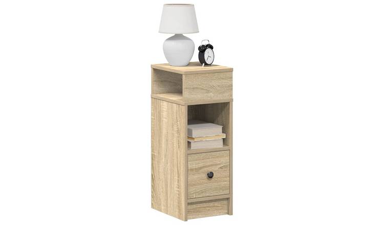 Walplus Pack of 2 1 Drawer Bedside Cabinet - Light Oak - 25 x 31 x 66 cm