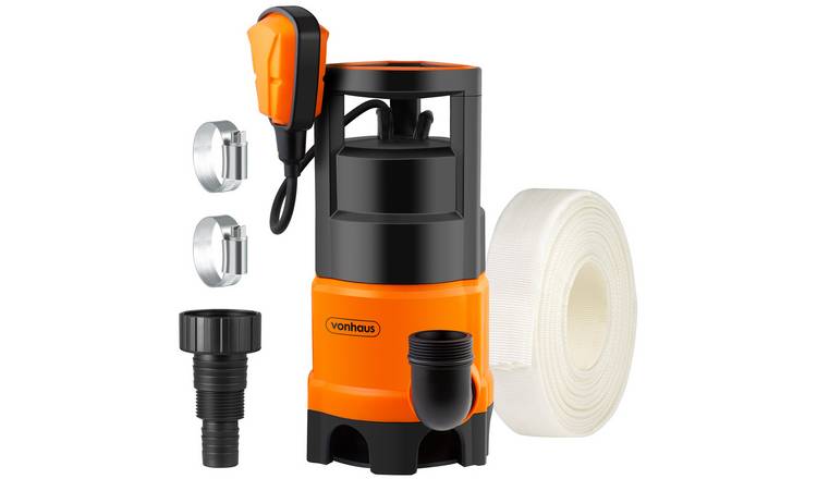 VonHaus 400W 8m Hose Submersible Water Pump - Orange