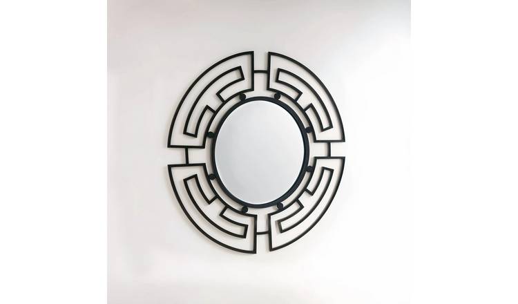 Orsina Jalal Metal Frame Round Wall Mirror – Black