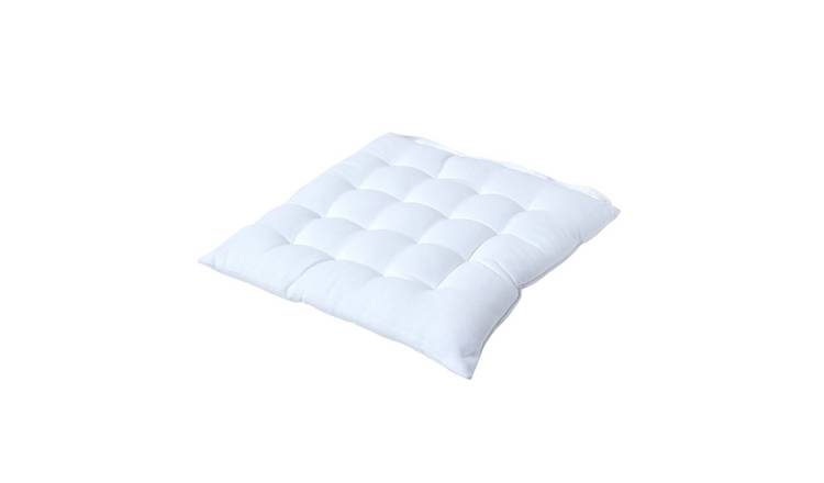 Homescapes Cotton Seat Pad Chair Cushion - White