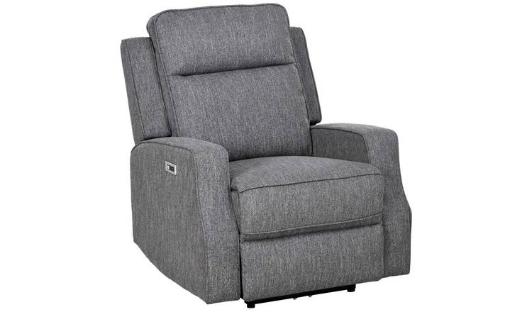 HOMCOM Wall Hugger Fabric Reclining Armchair with USB Port - Charcoal Grey
