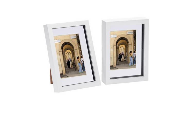 Nicola Spring 3D Box Photo Frames - A5 with Mount - Set of 2 - White