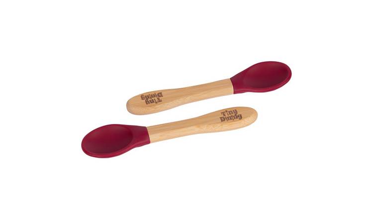 Tiny Dining Children's Bamboo Silicone Tip Spoons - Cherry - Pack of 2