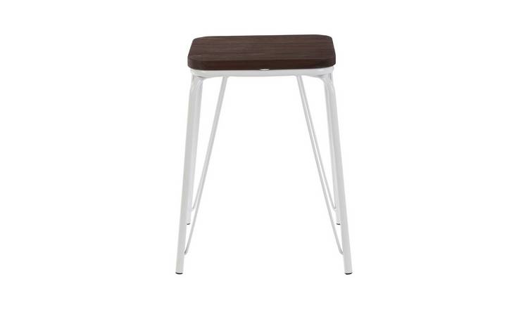 Orsina District Elm Wood Small Stool – Brown & White