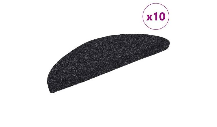 Walplus Pack of 10 Self-Adhesive Half Round Stair Mats - Black - 56 x 17 cm