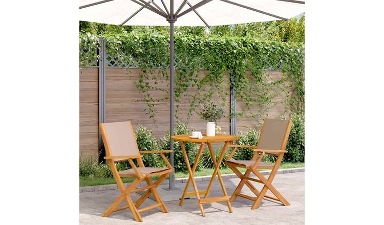 Walplus 3 Piece Solid Acacia Wood Folding Bistro Set - Taupe - 70 x 75 cm