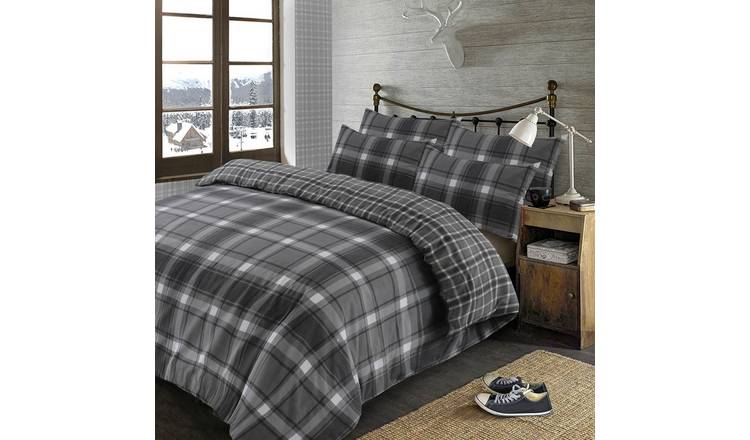 OHS Aspen Brushed Cotton Duvet Cover Set Grey - Single