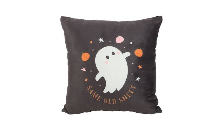 Something Different Same Old Sheet Square Ghost Cushion - Black & White