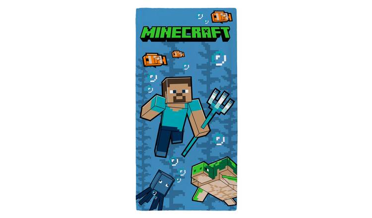 Minecraft Trident Bath Towel 70 x 140cm - Blue
