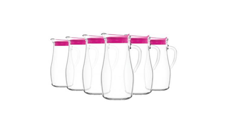LAV Misket Glass Water Jugs with Silicone Lid - Pack of 6