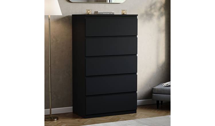 Vida Designs Denver 5 Drawer Chest - Black