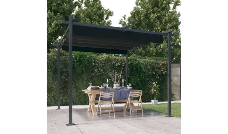 Walplus 3 x 3 m Garden Gazebo with Retractable Roof - Anthracite