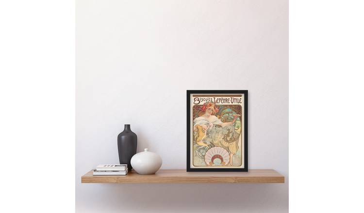 Alphonse Mucha Biscuits Lefevre Utile Vintage Advert Framed Art Print - A4