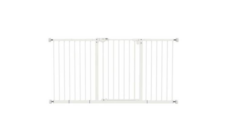PawHut Pressure Fit 3-Extension Auto Close Dog Gate - 74-148cm - White