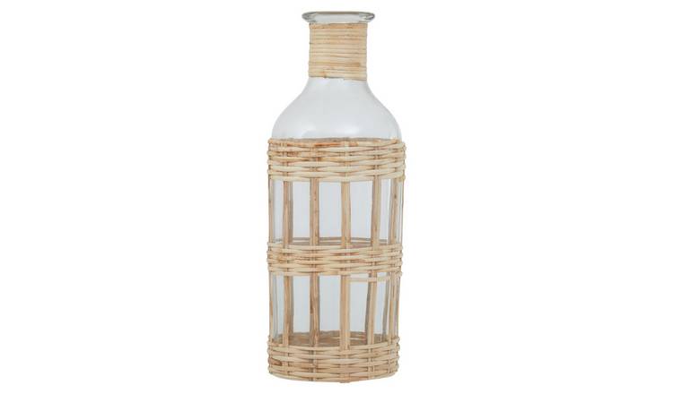 Orsina Kuta Large Cane and Glass Vase – Natural