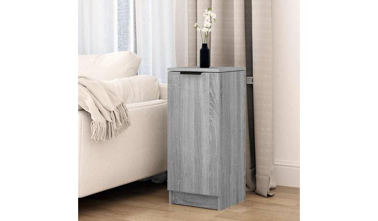 Walplus Engineered Wood 2 Compartment Sideboard - Grey and Oak - 30 x 30 x 70 cm