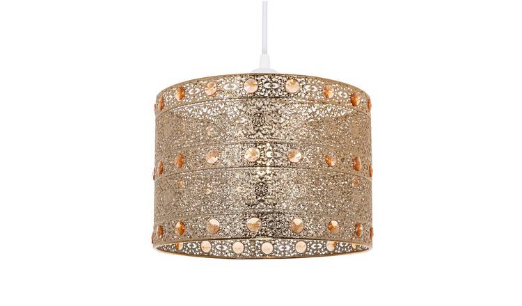 Happy Homewares Gold Antique Acrylic Gem Moroccan Pendant Shade - 24cm